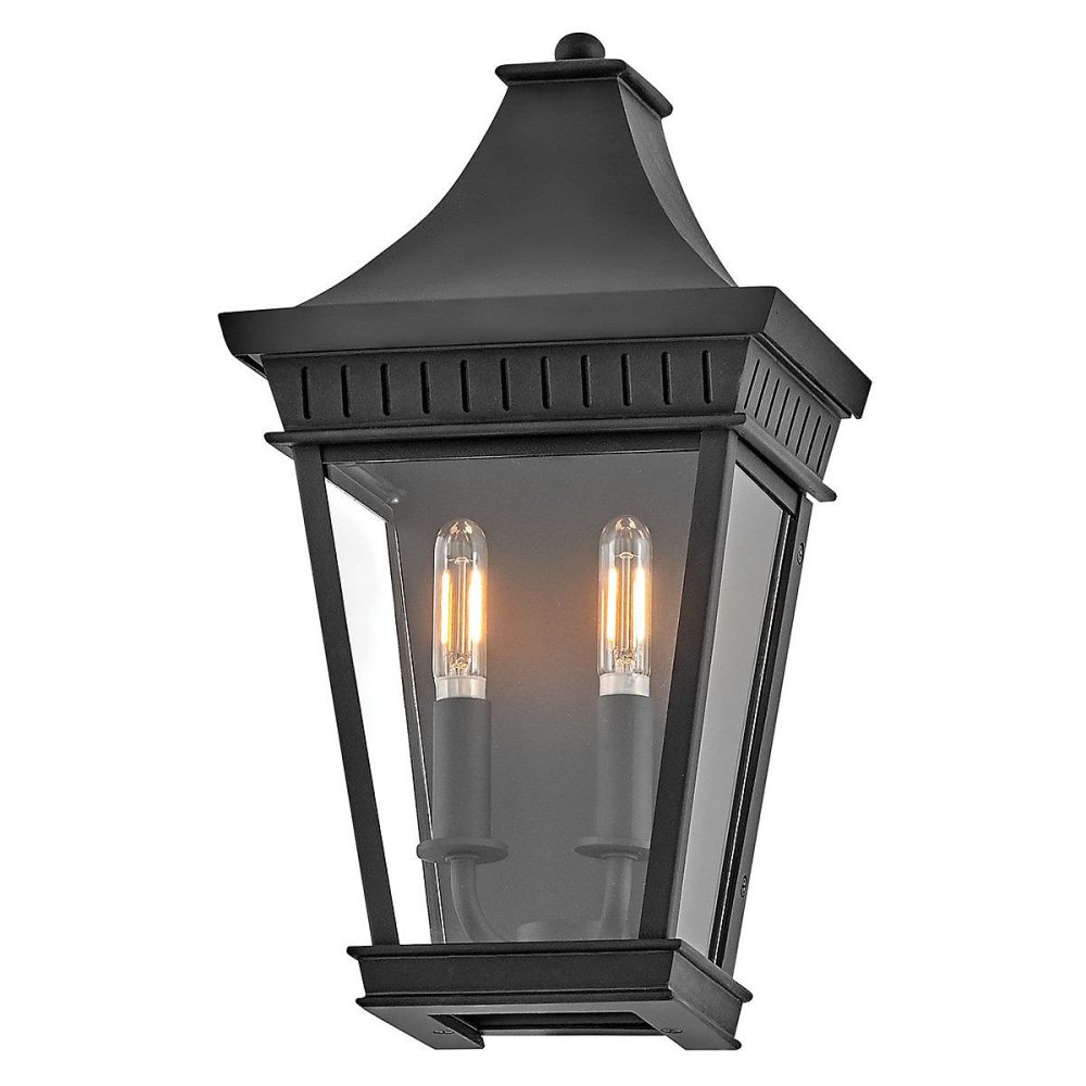 Luminaire et éclairage extérieur – Elstead Hinkley Chapel Hill Lanterne murale d'extérieur traditionnelle noire IP44 2x E14