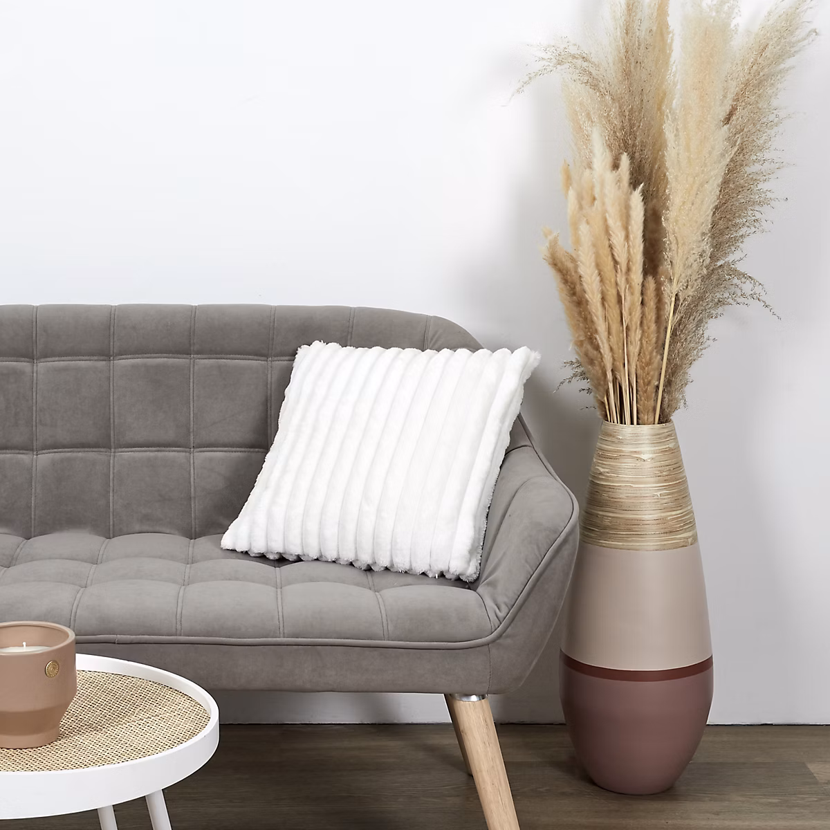Coussin – HOME DECO FACTORY, Flanelle Côtelé, Beige
