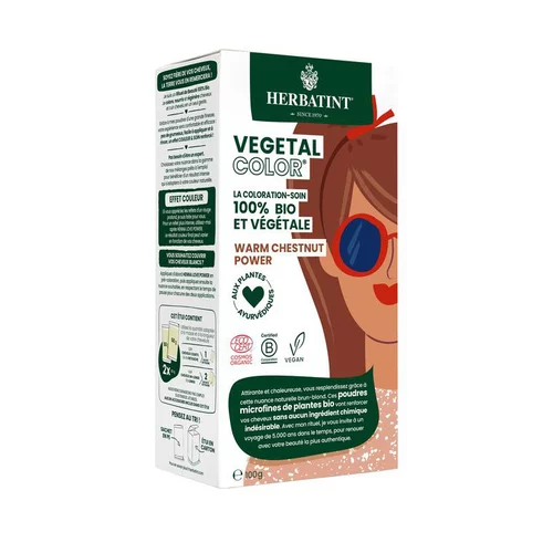 Coloration capillaire bio Vegetal Color warm chestnut power 100 g