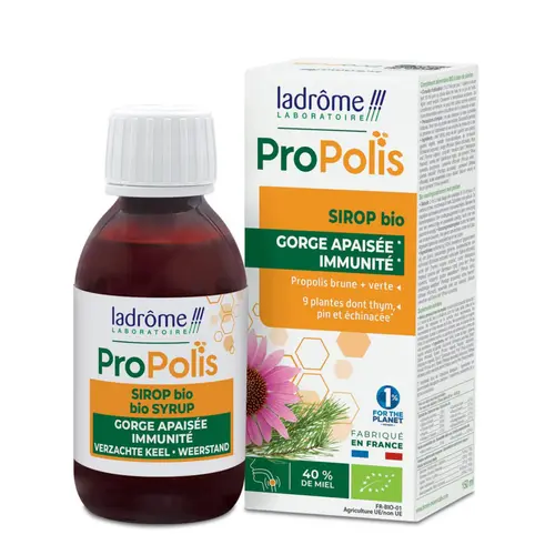 Sirop bio gorge apaisée et immunité à la propolis Ladrôme – 150 ml