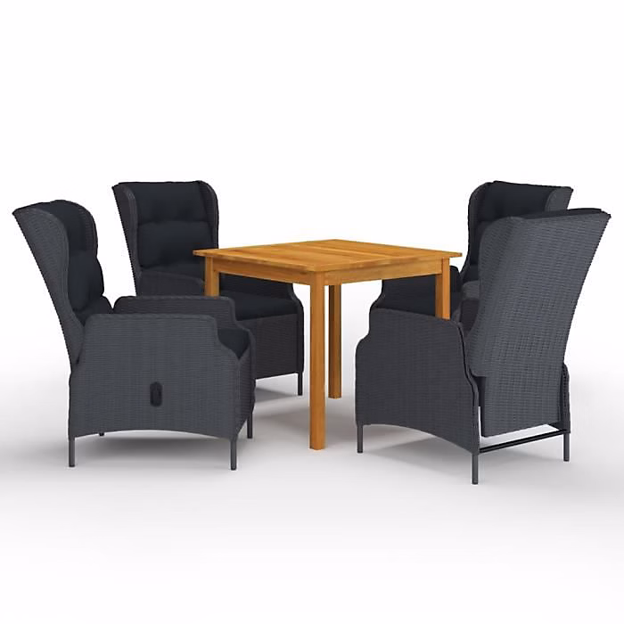 Ensemble de salle à manger de jardin – vidaXL, 5 pcs, Gris foncé, Bois d'acacia, Inclinaison