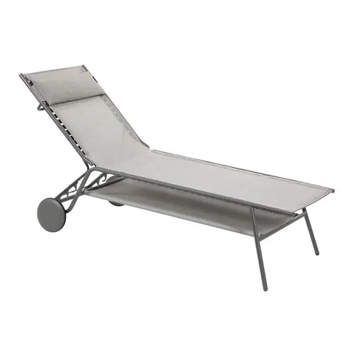 Bain de soleil Miami II haut Lafuma coloris gris structure en acier et toile en Batyline®- 80 x 186 x 90 cm