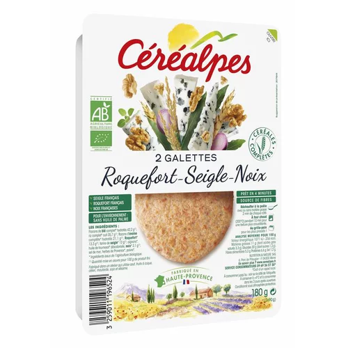 Lot de 2 galettes au roquefort seigle et noix bio Céréalpes - 2 x 90 g