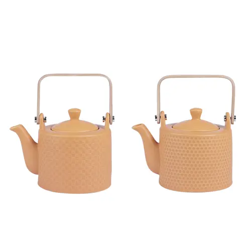 Théière en porcelaine coloris safran Snow - 0,8 L