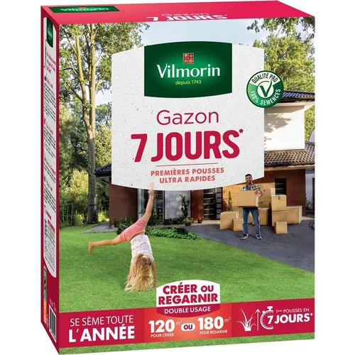 Graines de gazon à semer prise rapide en 7 jours Vilmorin - 3 kg