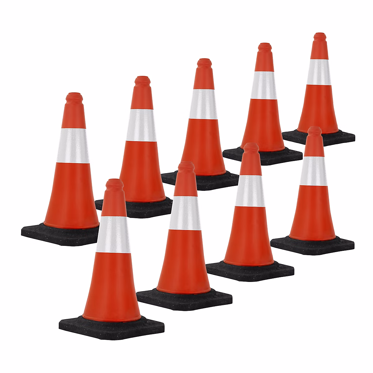 Quincaillerie extérieure – 9x Cône de signalisation routière rouge/blanc en PVC 51cm bandes réfléchissantes