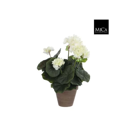 Géranium crème plante artificielle en pot H 34 x Ø 20 cm