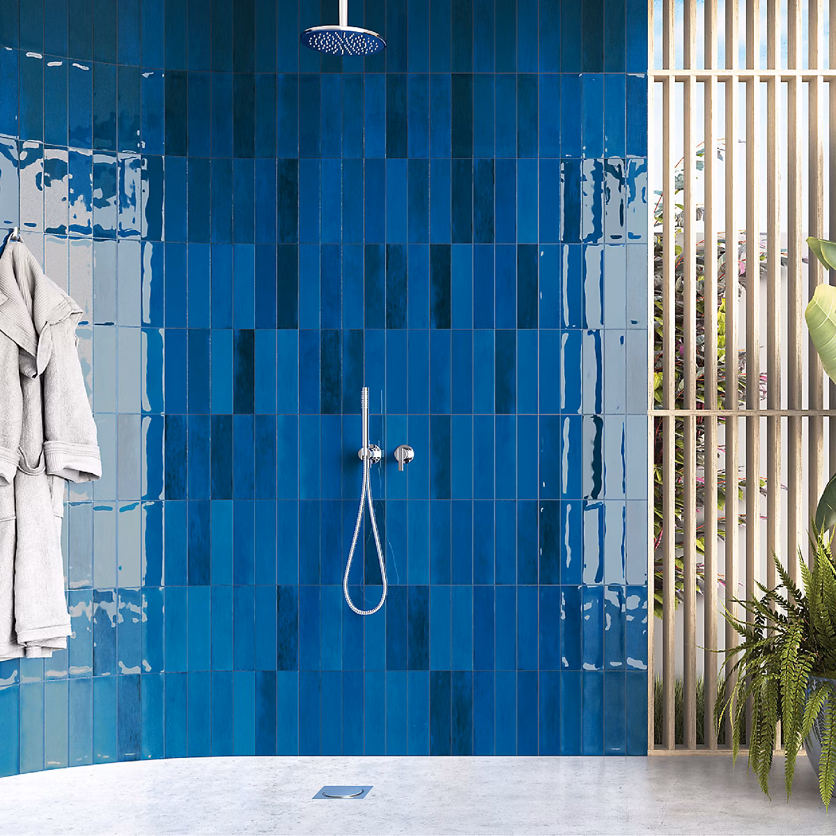 Carrelage mural intérieur/exterieur. Grès cérame Zellige Blue 7 × 28cm