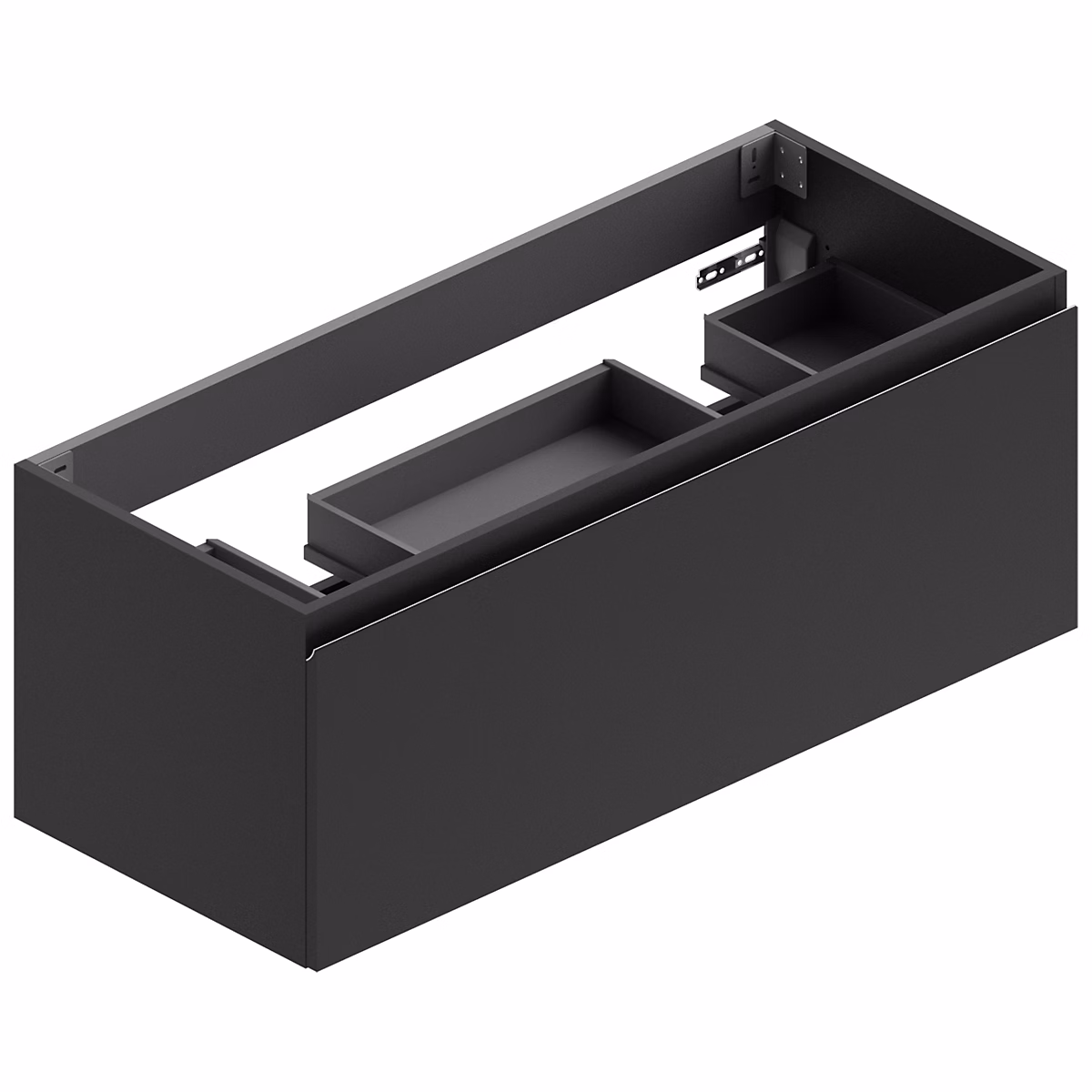Meuble sous vasque suspendu l.120 x H.46 – 5 x P.50 | 5 cm | noir mat | pour double vasque | Pura+