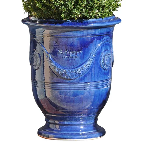 Vase Anduze mini bleu en terre cuite émaillée H 22 x Ø 17 cm