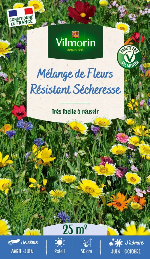 Mélange de fleurs 25 m² terrain sec coloris multicolore Vilmorin jardin - 10 x 2,7 x 17,2 cm
