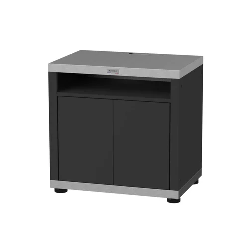 Meuble cuisson avec tablette coloris noir en acier électrozingué Le Marquier - 80 x 55 x 79 cm