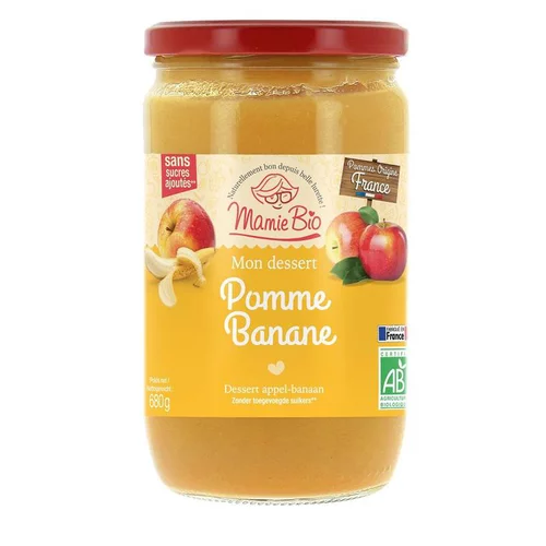 Compote bio pommes bananes sans sucres ajoutés - 680 g