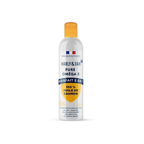 HUILE DE SAUMON POUR CHIEN & CHAT MARLY & DAN® - PURE OMEGA 3 - 250ML