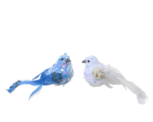 Décoration de Noël oiseau sur clip - 10 x 3,5 x 3,5 cm