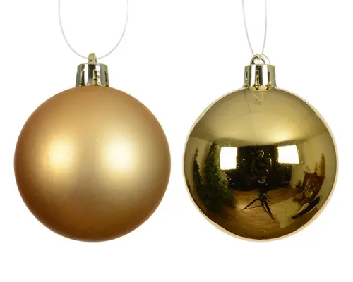 Ensemble de 6 boules en plastique recyclé or brillant et mat - Ø 8 cm