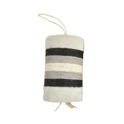 Griffoir cylindrique en corde gris avec plumes naturelles Bobby Griffoir Roll - 21 x 12 x 14 cm