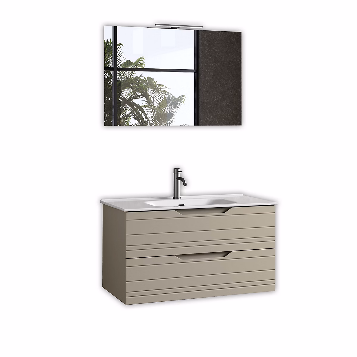 Ensemble meuble de salle de bains – Ensemble 4 pièces SOLMIRA taupe