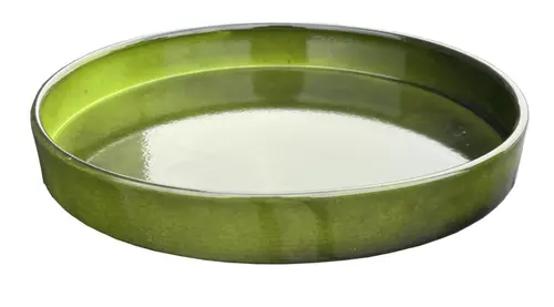 Soucoupe pour pot évasé coloris vert en métal recyclé - 23,5 x 23,5 x 3 cm
