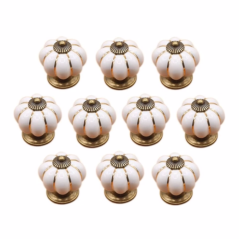 (Blanc – 40 mm) 10 poignées de tiroir en céramique, forme de citrouille, boutons de tiroir de cuisine et de meuble d'armoire