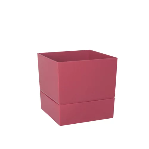Pot carré à réserve d’eau en polypropylène rose Terra Eda Aquaduo - 14,3 x 14,3 cm