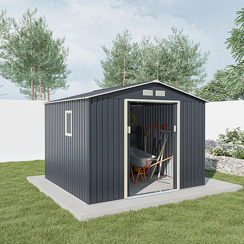 Abri de jardin métal 7 – 06m² anthracite avec fenêtre et kit d'ancrage, X, Metal