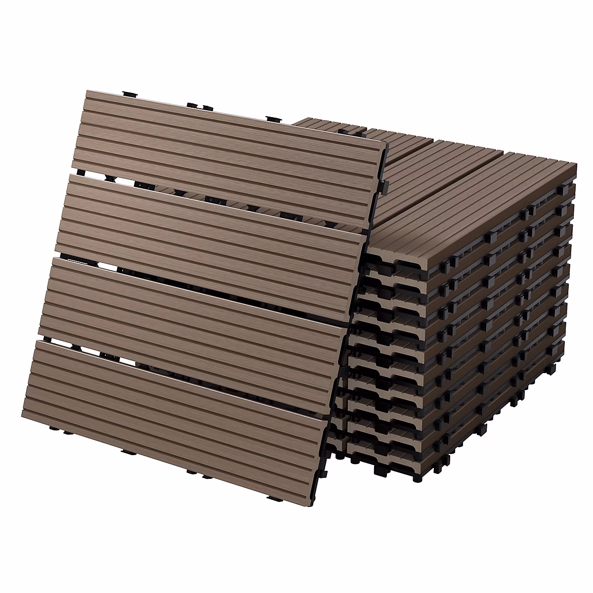 Carreaux terrasse dalles 30 × 30cm 1 m² carrelage jardin aspect bois marron foncé