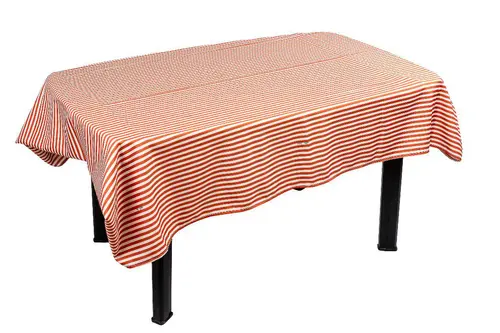 Nappe déperlante en polyester/coton à rayures coloris terra Charlotte - 140 x 300 cm