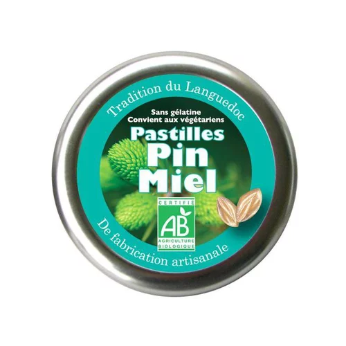 Pastilles au miel et au pin bio en boite de 45 g