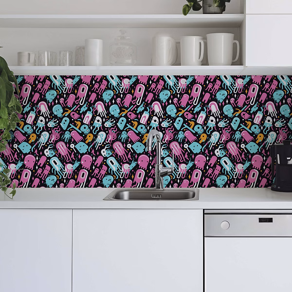 Crédence adhésive déco fun multicolore 50 × 400cm