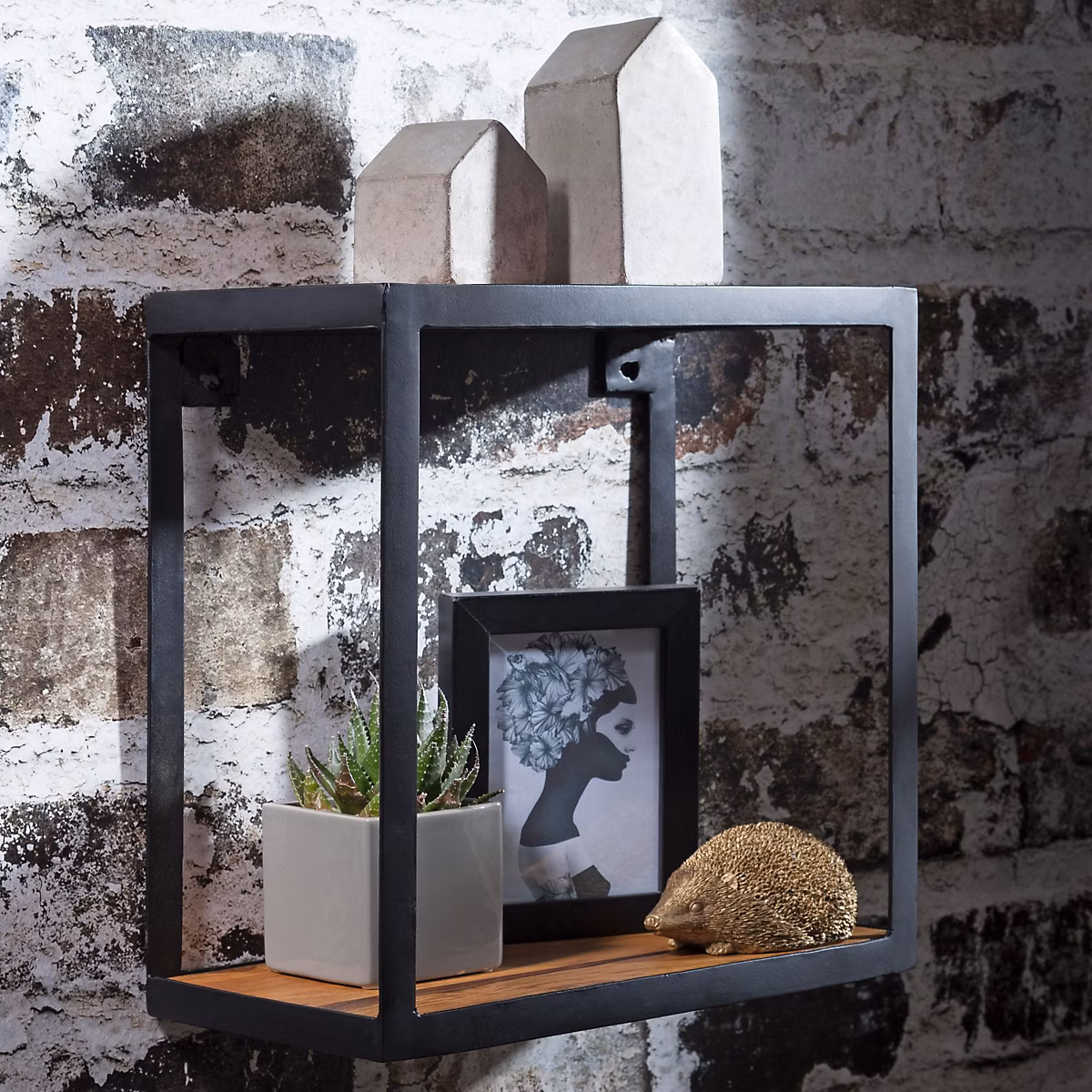 Étagère murale 35 × 35 × 18cm Bois Massif Étagère en bois Étagère à livres FineBuy