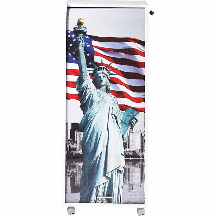 Caisson de bureau à roulettes Statue de la Liberté Contemporain L 47 – 2 cm, Blanc