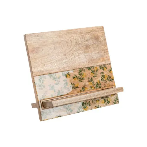 Lutrin en bois de manguier naturel avec décor citron émaillé – 33 x 25 x 16 cm