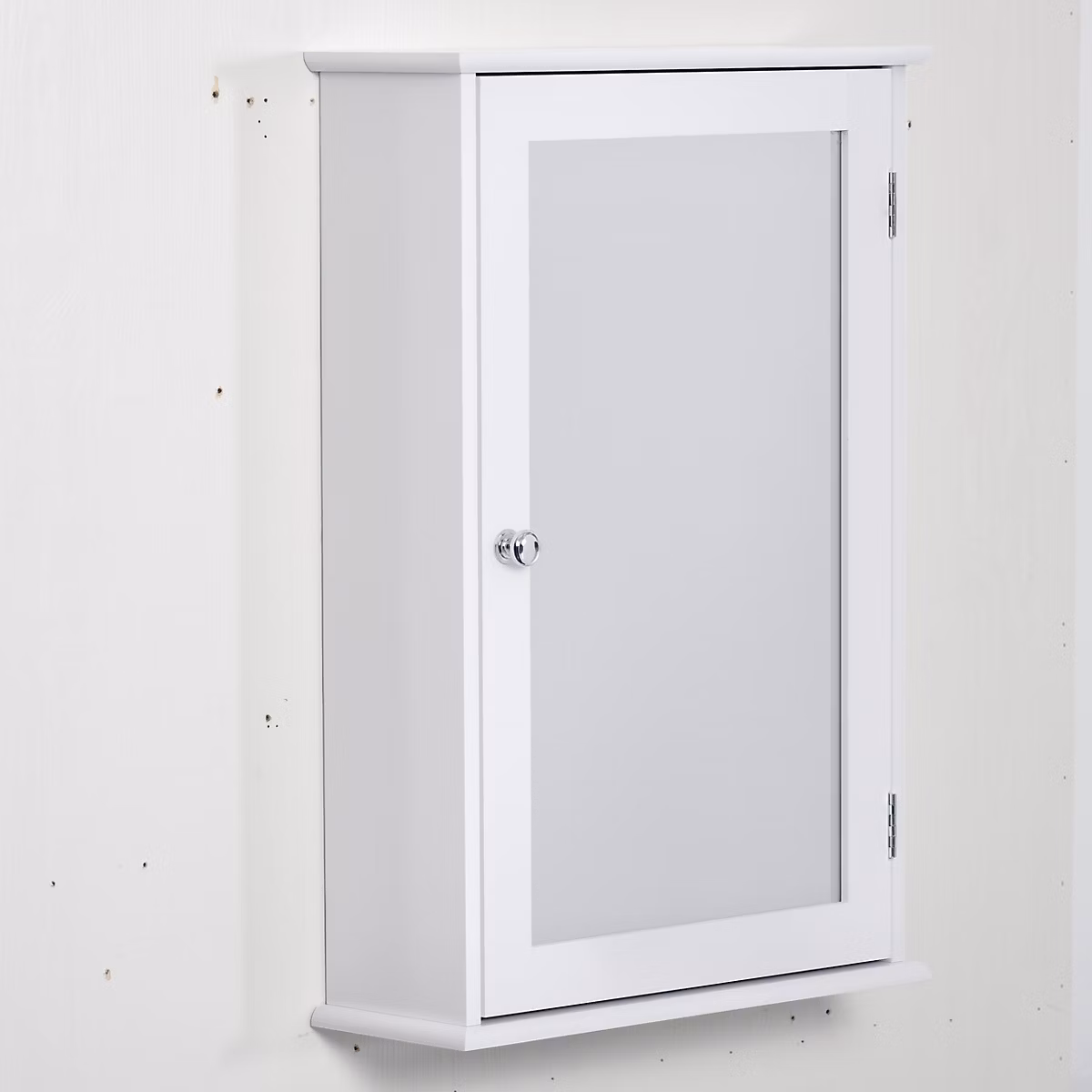 Armoire murale de salle de bain avec miroir | armoire à glace – placard de rangement toilettes – 1 porte – 2 étagères – blanc