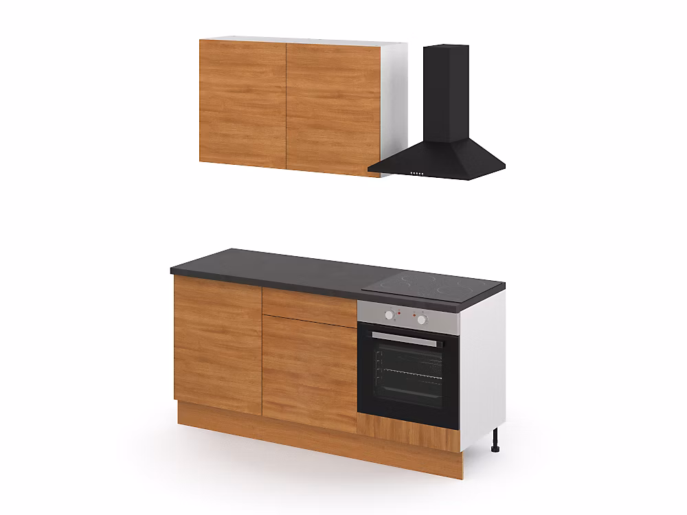 Cuisine complète GoodHome Chia effet chêne fumé 2 caissons hauts + 3 bas sans électroménager l.80 cm – Réf. ZXFYHGSFE3599238450