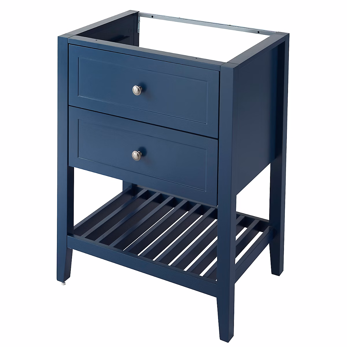 Meuble sous vasque à poser l.60 cm – bleu mat, 2 tiroirs, GoodHome Perma