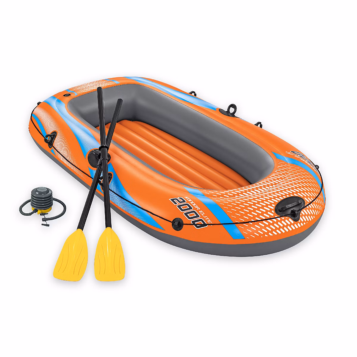 Bateau Gonflable pour 1 Adulte et 1 Enfant Bestway Kondor Elite 2000 Raft 196 × 106 × 31 cm avec 2 Rames et Gonfleur a Pied Inclus