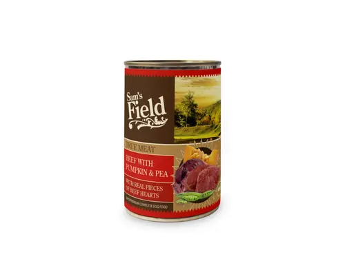 Boîte de pâtée pour chien au bœuf, potiron et pois Sam's Field - 400 g