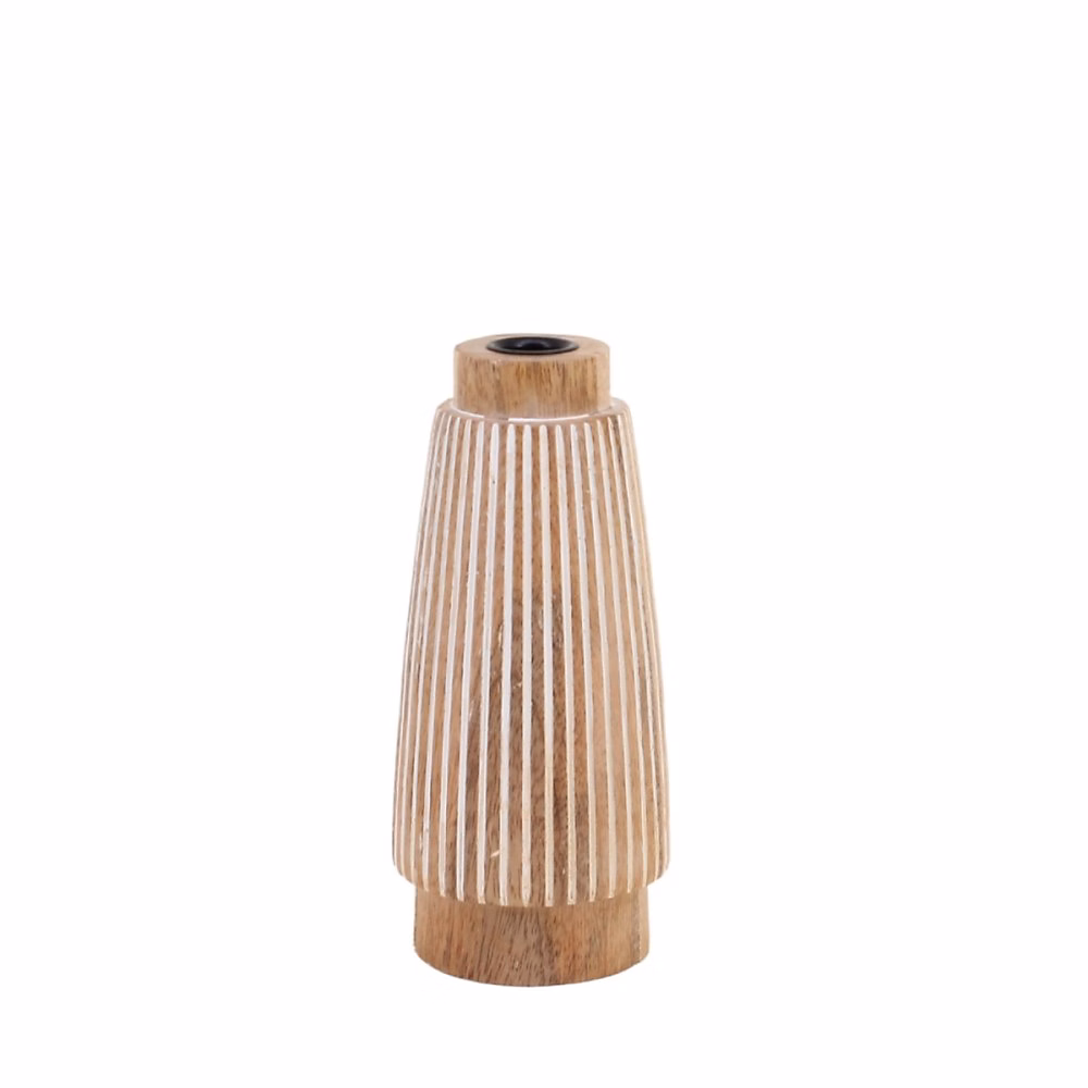 Bougeoir en bois de manguier à rayures 21cm – Réf. AJJBLNHTF7567426587