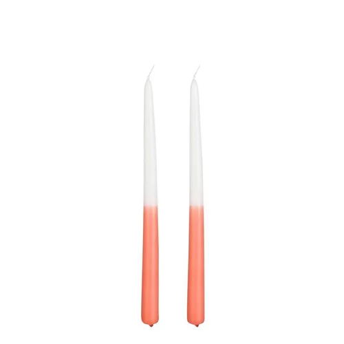 Bougie flambeau dîner coloris orange en cire - 30 cm