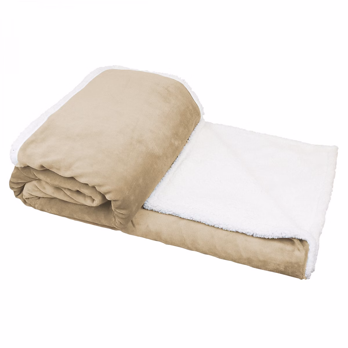 Couverture – plaid polaire 150 × 200 cm en flanelle et sherpa ultra doux, Beige, Vivezen