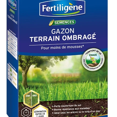Gazon Terrain Ombragé pour moins de mousses - 875g - 25m² FERTILIGENE Gazon terrain ombragé pour moins de mousses
