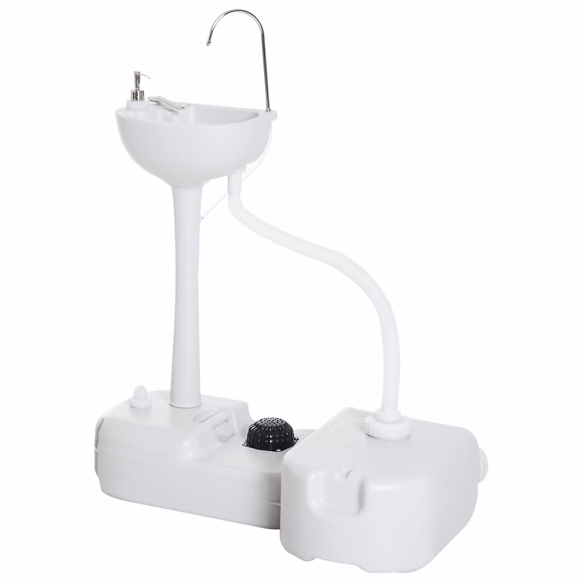 Évier à Main Portable Jardin Extérieur Camping Voyager avec Réservoir d'Eau 17L Pompe à Pied 83 × 50 × 103 cm Gris