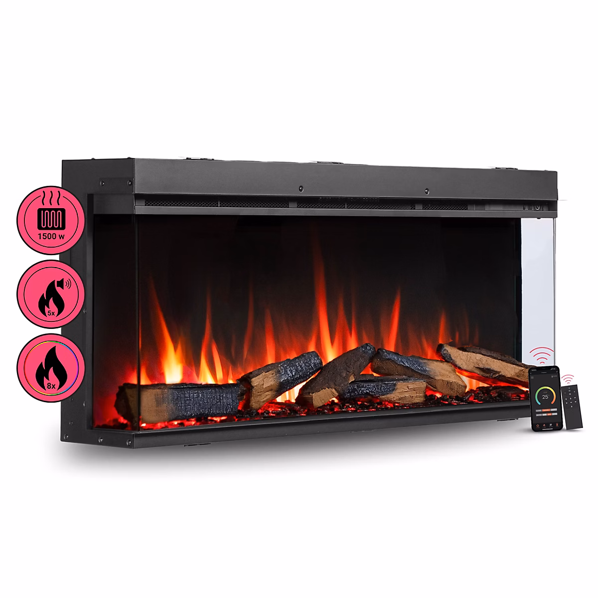 Cheminée électrique BALDERIA Athena smart 44 – Cheminée encastrable, Noir