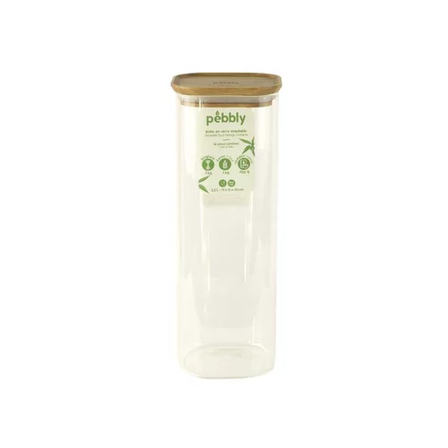 Boîte en verre empilable 2200 ml avec couvercle en bambou 11x11x30 cm