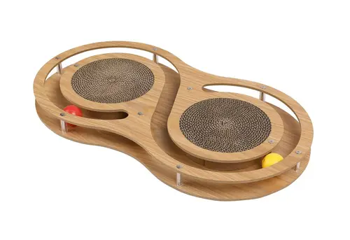 Jouet pour chat coloris beige Wouapy grand 8 aire de jeux avec griffoir – 27,5 x 4,5 x 47,5 cm