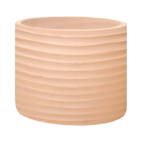Pot cylindrique en terre cuite coloris beige Poterie du Bousquet Strié - Ø 42 x H 37 cm