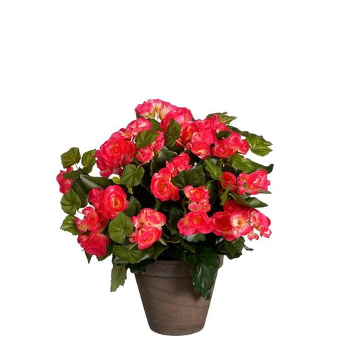 Bégonia rose artificiel en pot gris Edelman - Ø 36 x H 37 cm