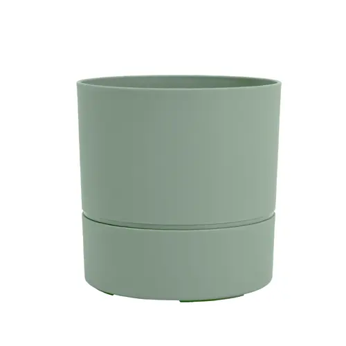 Pot rond en plastique à réserve d'eau coloris vert amande Poetic Aquaduo - Ø 19,3 x H 19,3 cm