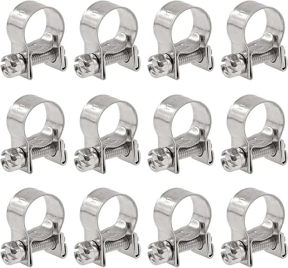 CODEKEY mini colliers de serrage réglables en acier inoxydable de 11 à 13 mm pour tuyau d'injection de carburant (7/40 – 6 | lot de 12